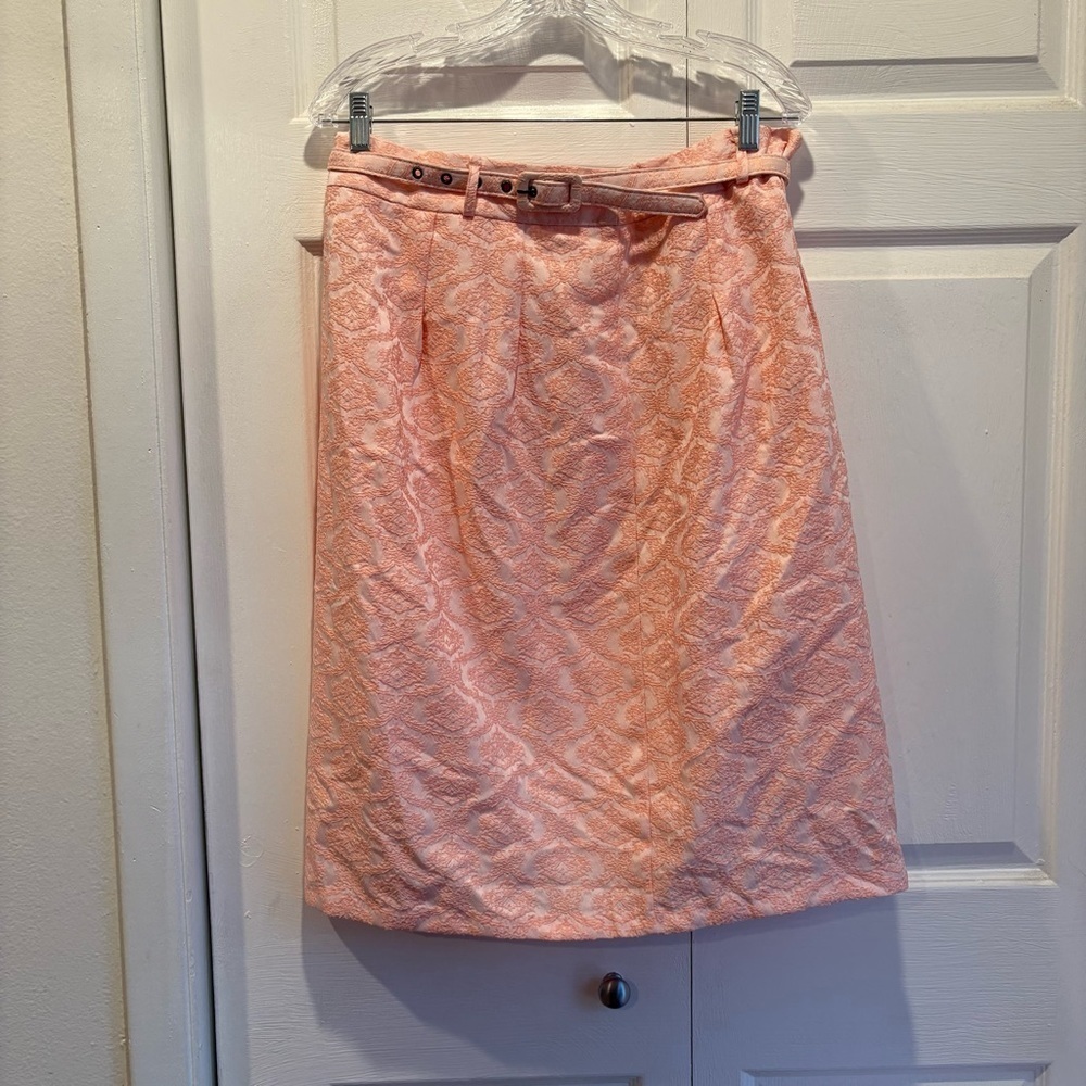 NWT Sweet Salt Peachy Pink Jacquard Straight Belted Skirt - Size XXL